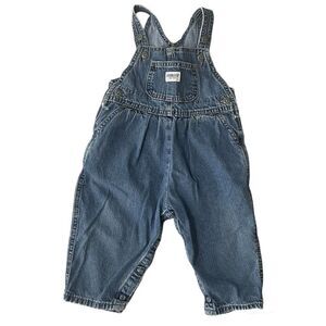 Oshkosh B’Gosh Bib Denim Jean Overalls Vestbak 18M Baby Girl Blue Button…